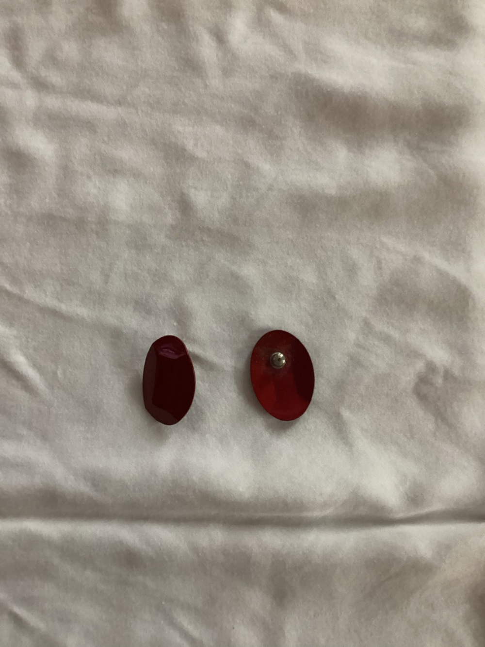 Red Oval Sequin Stud Earrings - Designer-Inspired
